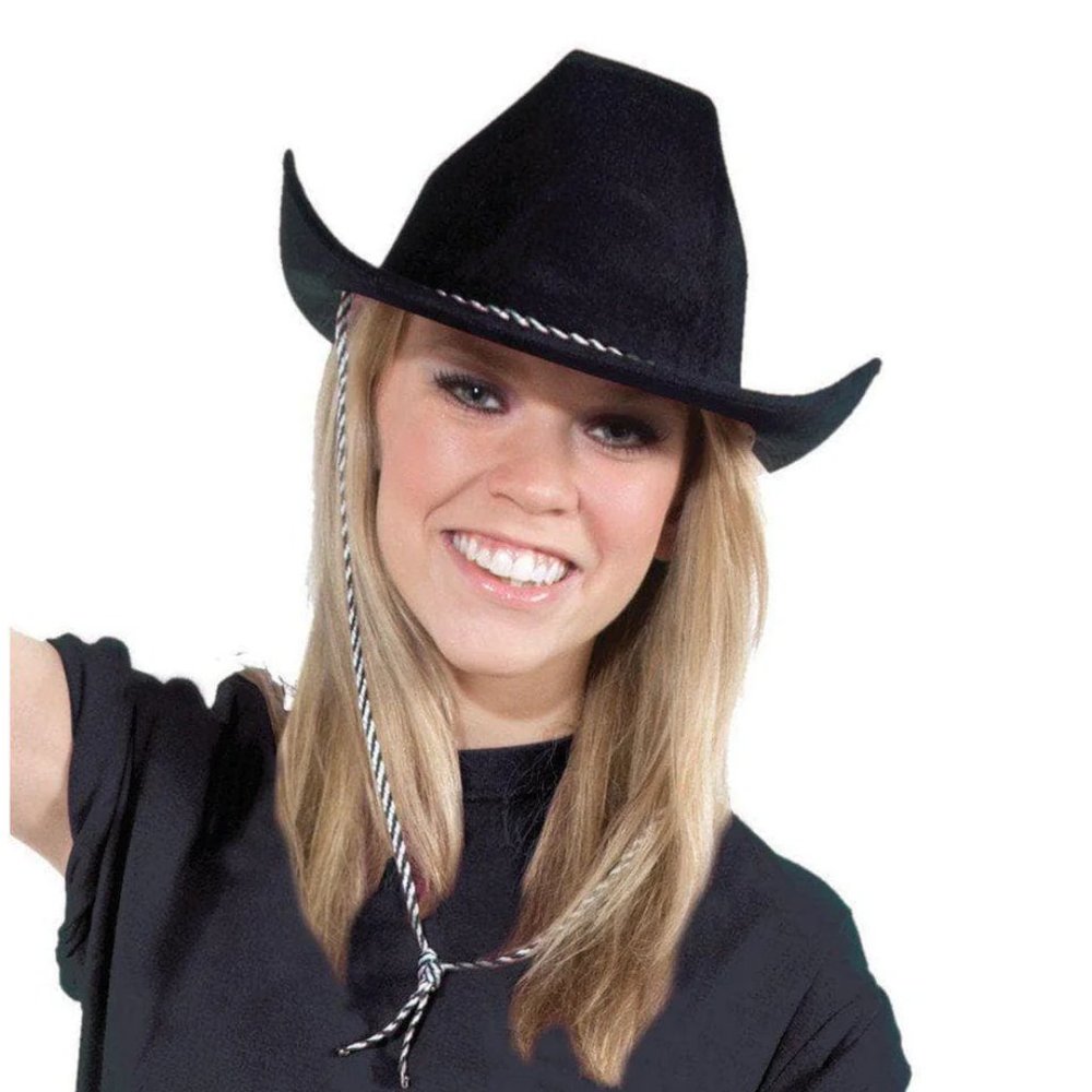 New Amscan Black Velour Cowboy Hat Party Accessory Halloween